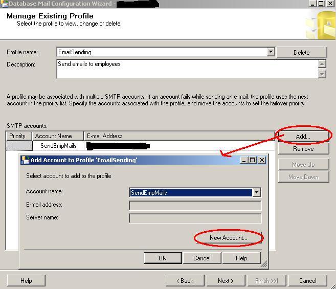 SQL Server Manage Profiles and Accounts (Database Mail)