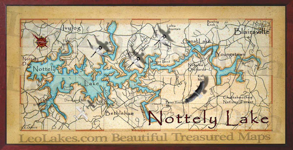 Old field Studio & Leo Lakes Nottely Lake Decor Map