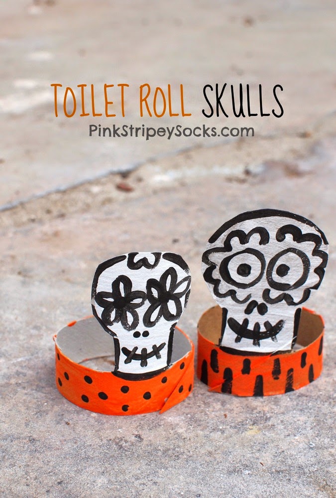 toilet paper roll skulls- great Halloween or Dia De Los Muertos craft #Halloween