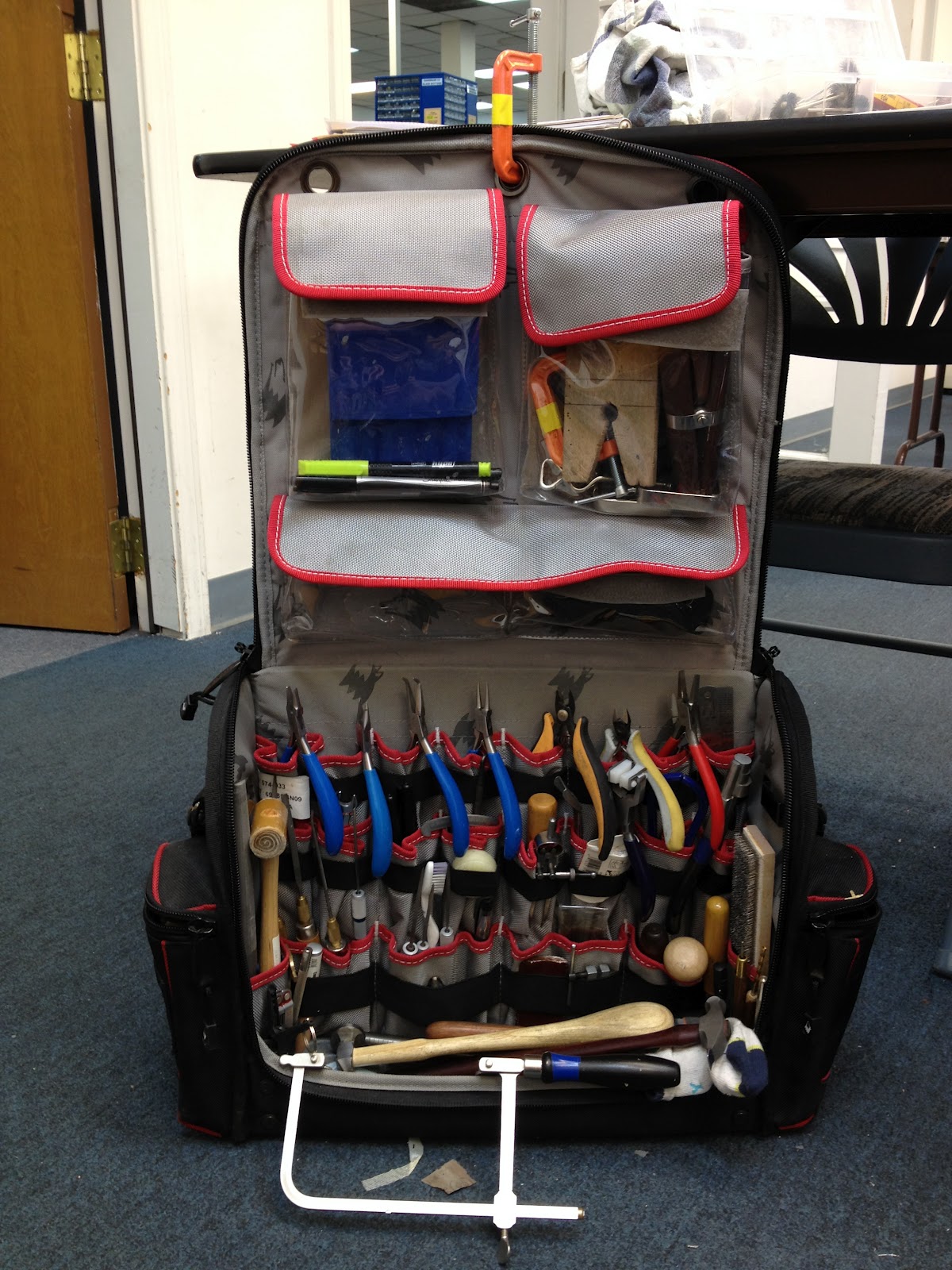 Metal Studio Workbook Your Tools Anywhere Anytime With The Best The Bag Has 27 Inside Pockets 20 Straps For More Tool Storage And 4 Outside It Holds 8 Pliers Multiple Hammers Bench Block Large Needle