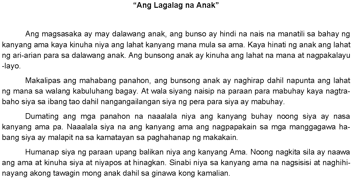 Halimbawa ng Maikling Kwentong Pambata - A sample of Short Stories