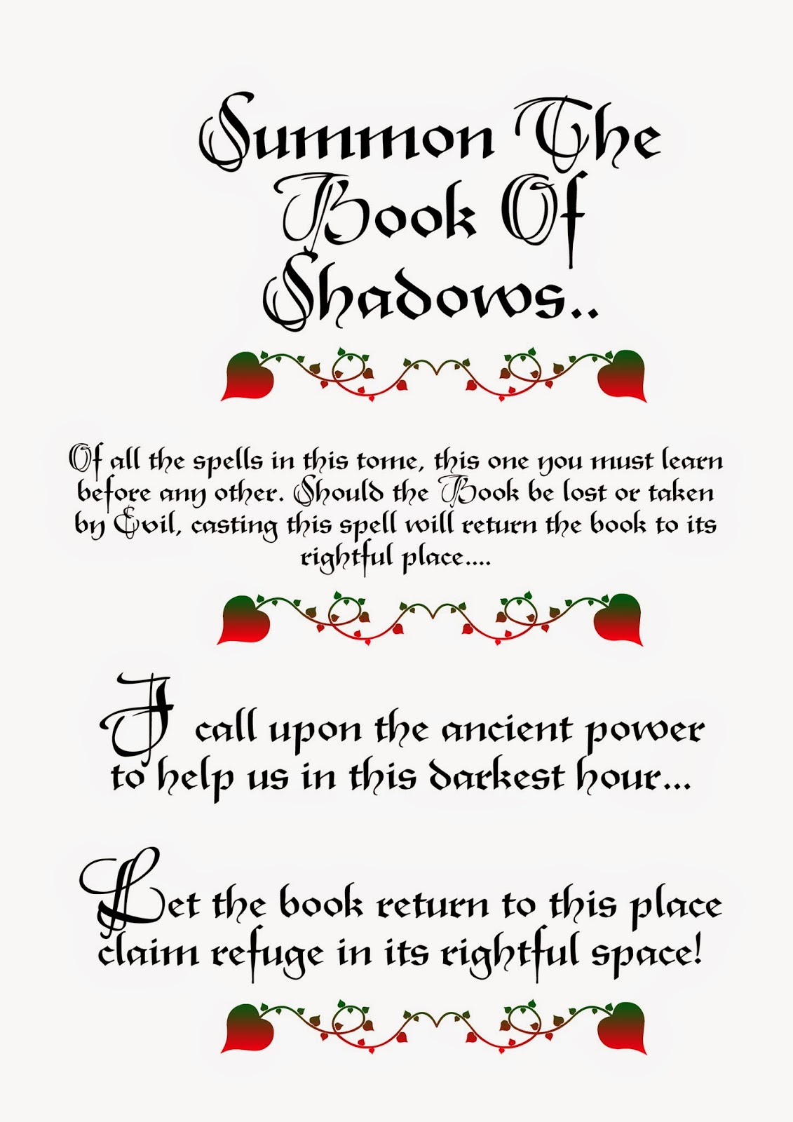 Book Of Shadows Pages: Summon The Book of Shadows