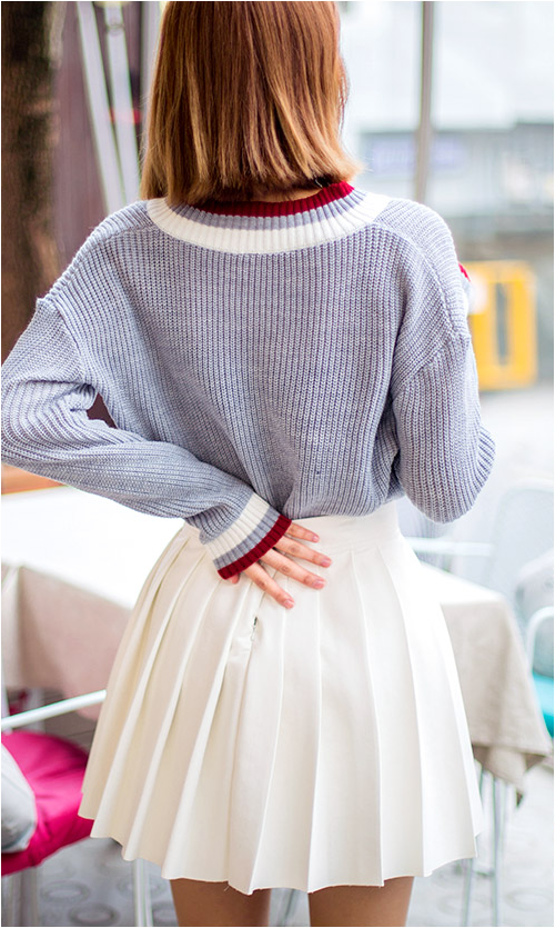 [chuu] Color Blocked V Neck Sweater Kstylick Latest Korean Fashion K Pop Styles Fashion Blog