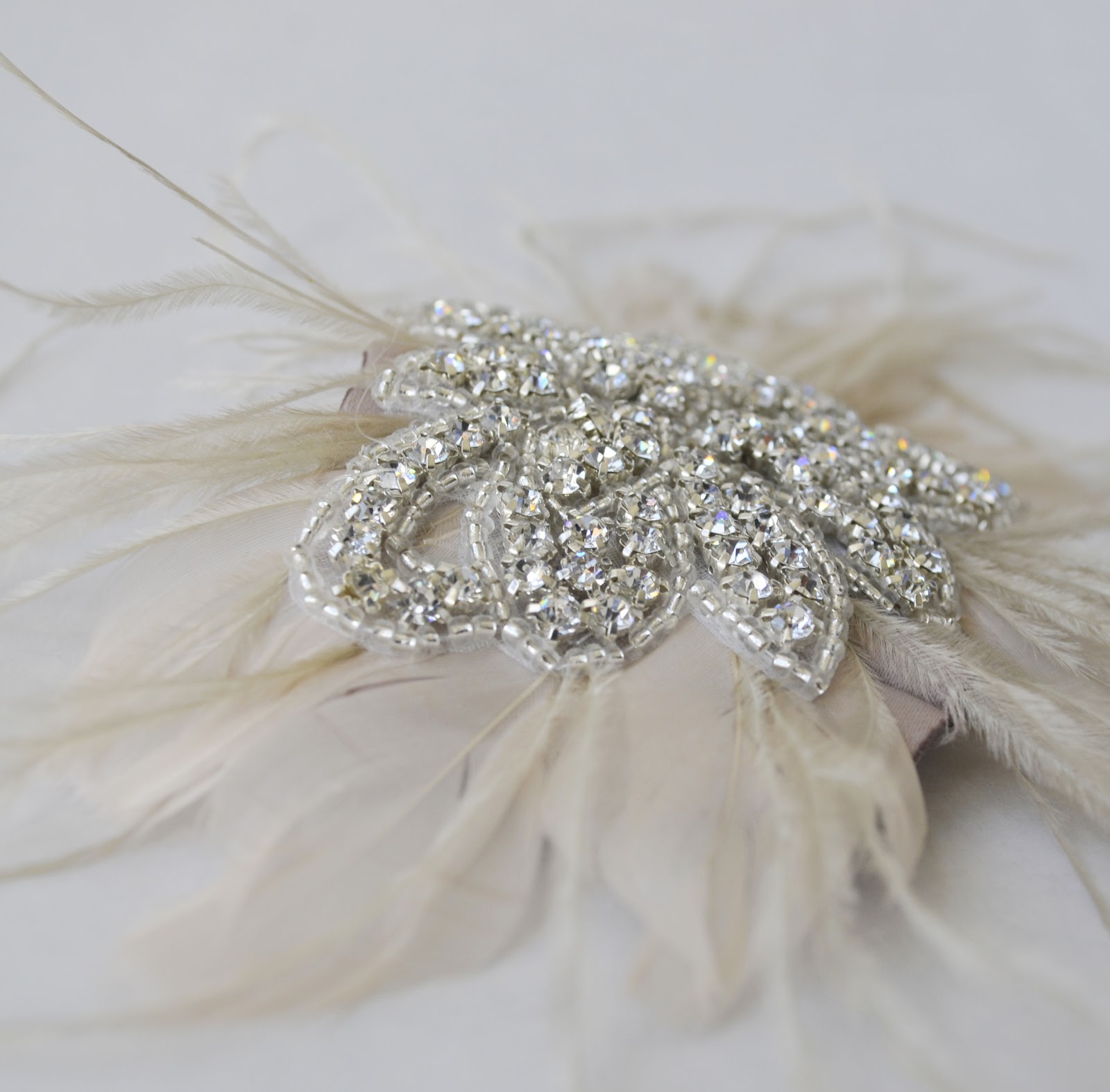 Grace Designs Feather Diamante Hair Piece Handmade Hair Accessories