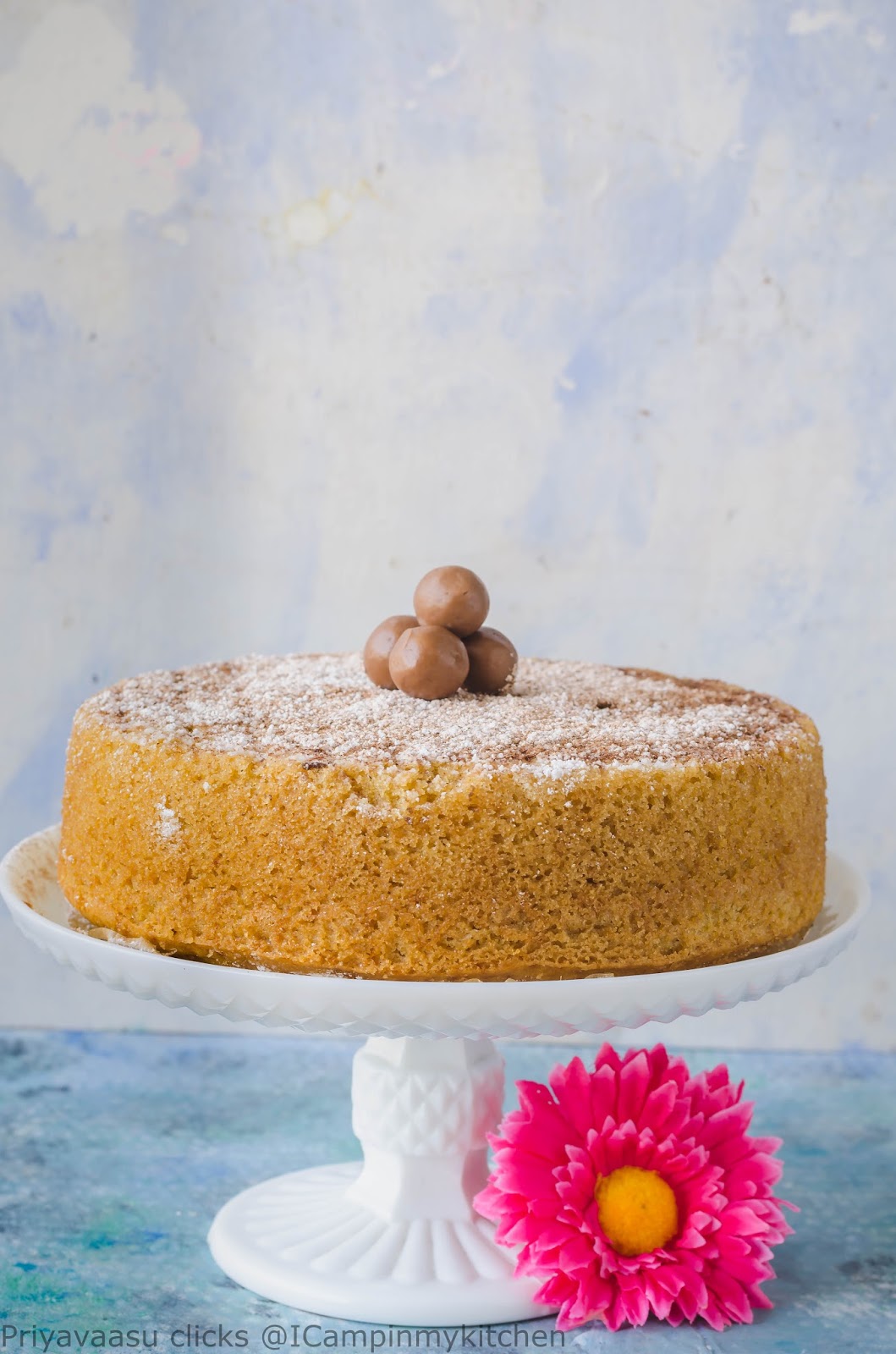 Eggless Whole Wheat Vanilla Cake Basic Sponge Cake recipe, using