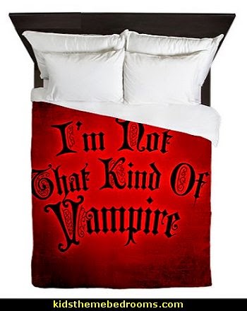 vampire bedding - im-not-that-kind-of-vampire bedding Gothic style bedroom decorating ideas - Gothic furniture - Gothic chic - Victorian Gothic boudoir themed decor - Gothic Beds - Gothic Seating - Gothic Lighting - Designing a Gothic Room - Goth style for teens - Gothic Victorian Bedroom Theme - vampire themed bedroom decorating ideas - Gothic Wall Murals