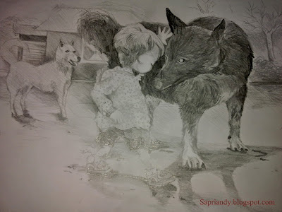 Ilustrasi ( manusia dengan hewan 1#) karya tahun 2012 by Sapri Andy