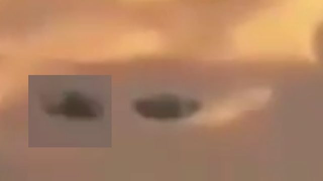Both the helicopter and the UFO closer together in comparison.