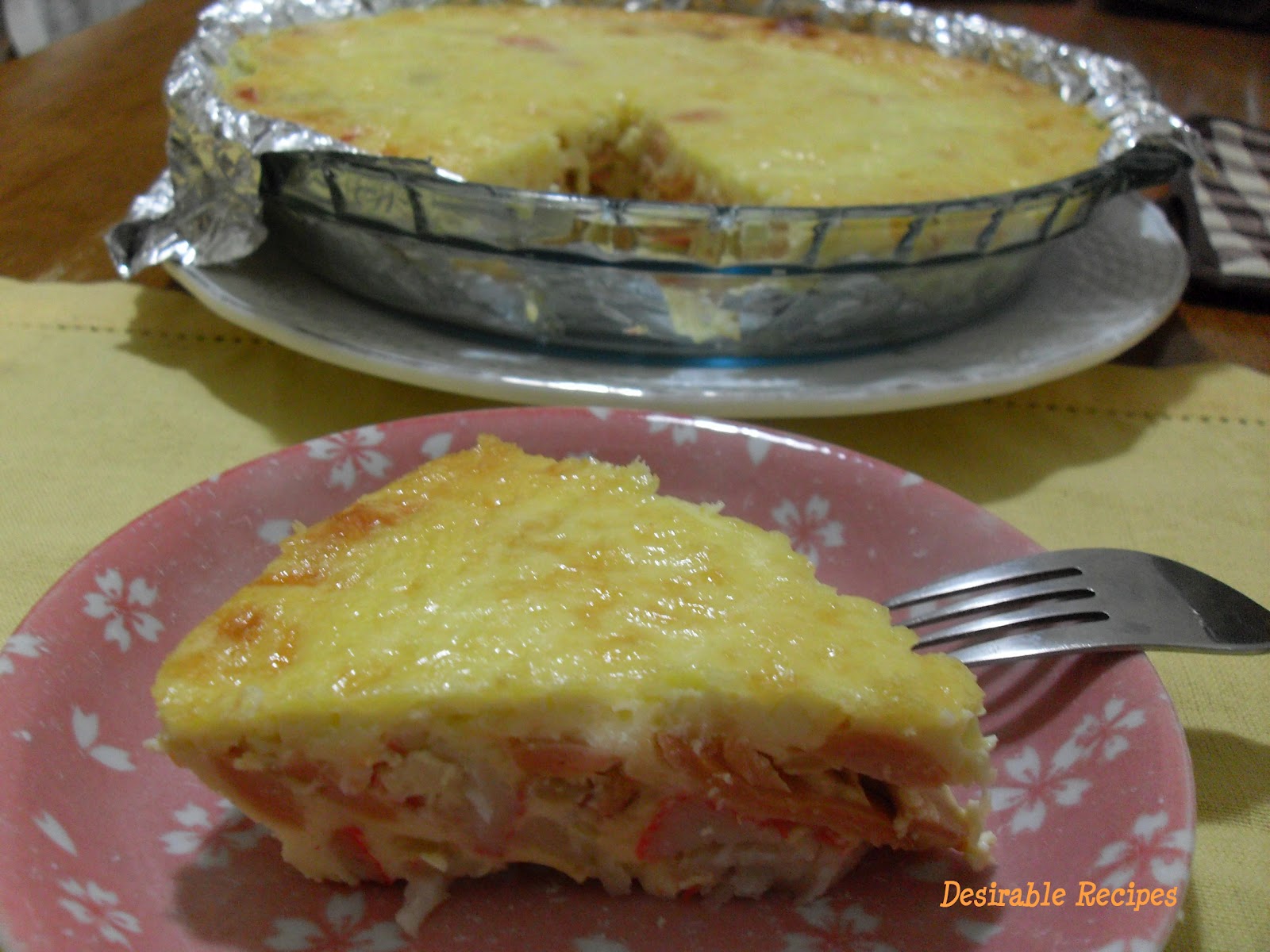 Crustless Sausage, Crab Stick Quiche