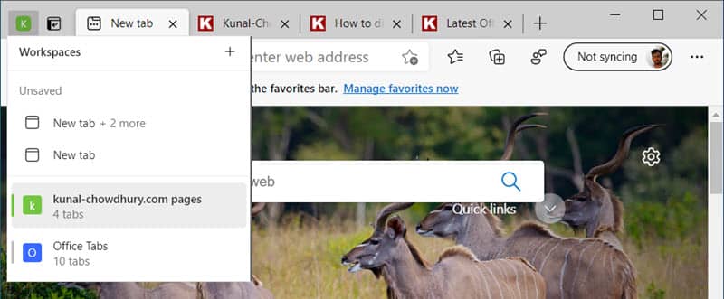 How to manage your workspaces in Microsoft Edge