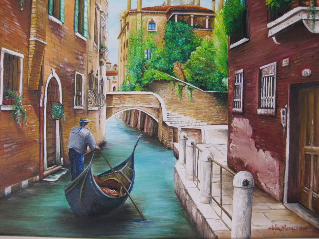 Arte Bizzaro Rio delle Torreselle Venezia (olio su tela)