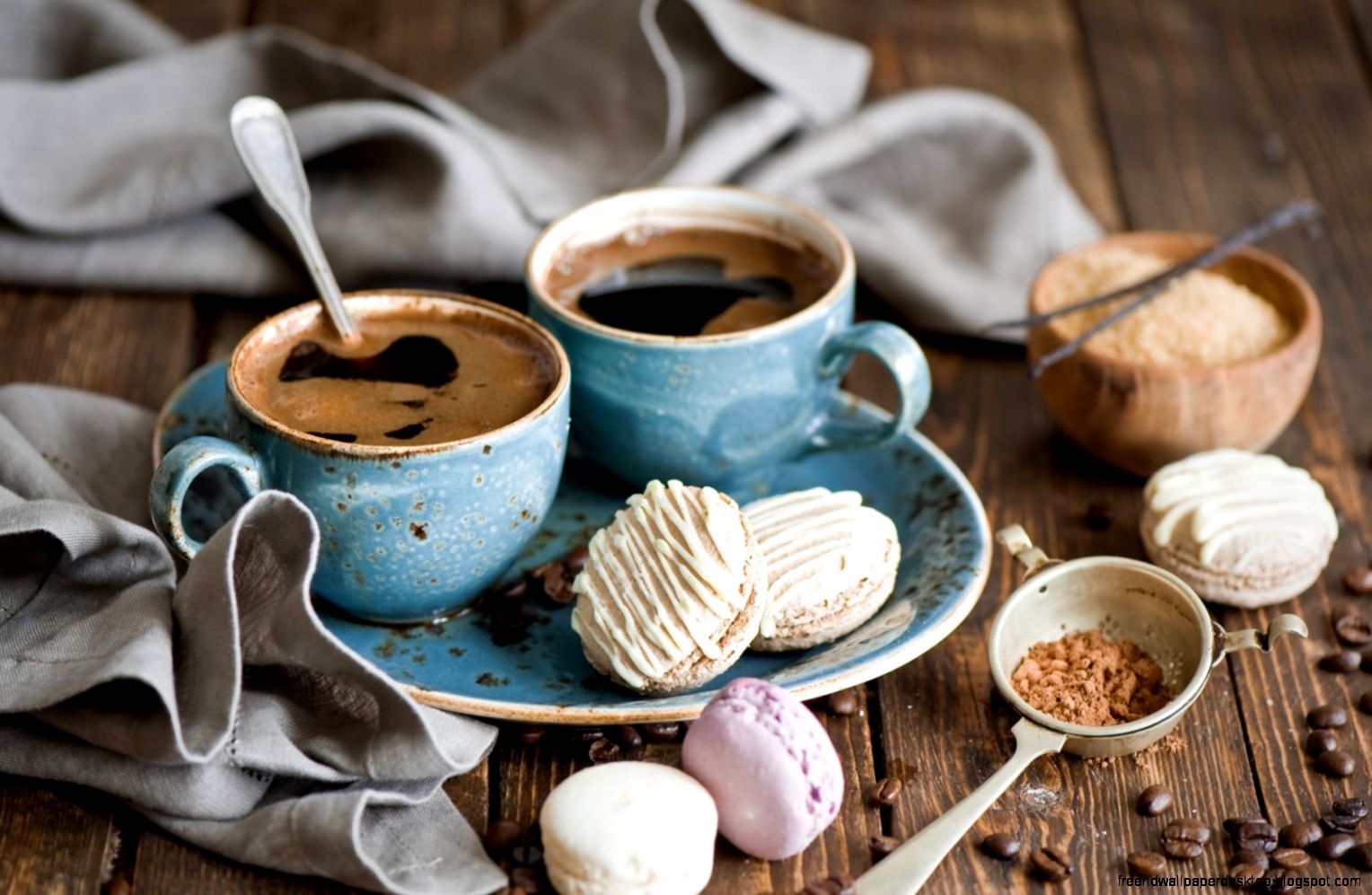 Coffee Grains Towel Cookies Macaron Plate Dessert Cups