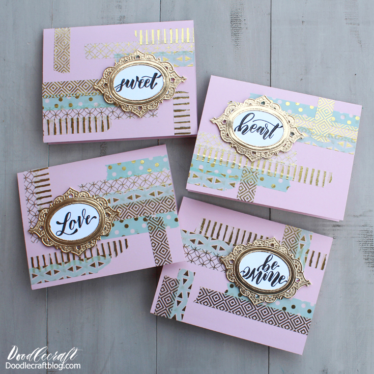 Blush Mint Gold Washi Tape Valentine Cards DIY!