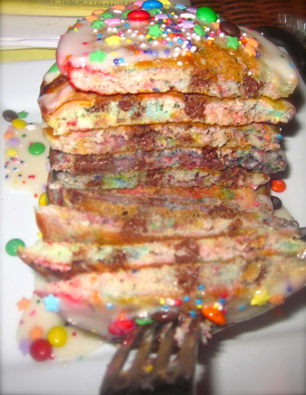 Haute + Heirloom Funfetti Birthday Cake Batter Pancakes with Vanilla Glaze