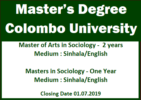 MA in Sociology - University of Colombo