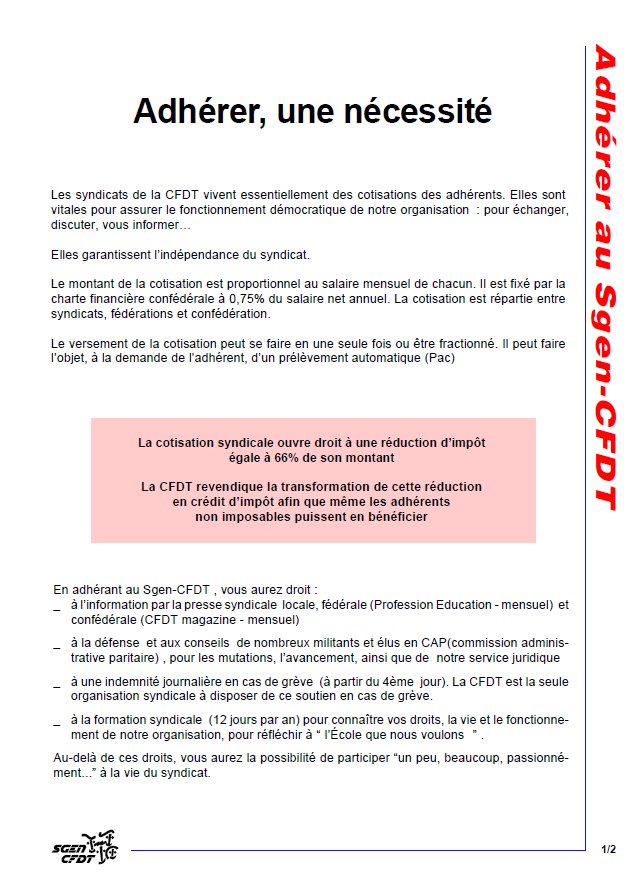 cotisation syndicale impot federal