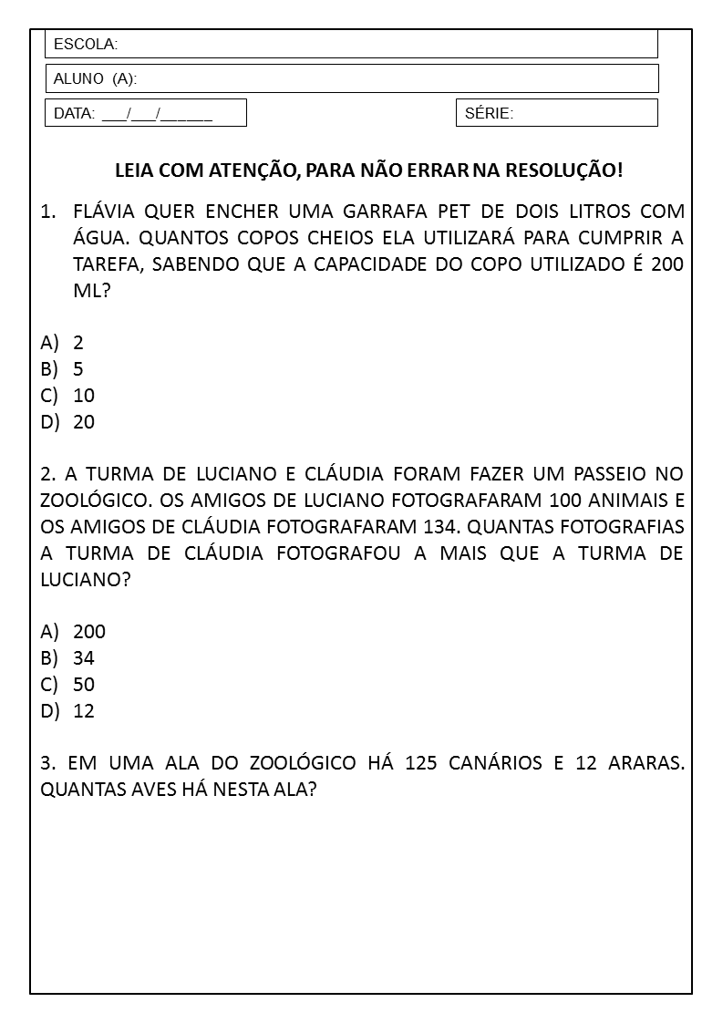 Diversas formas de multiplicar - Planos de aula - 3º ano