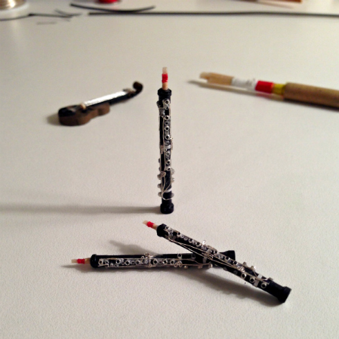 quilled miniature paper oboes