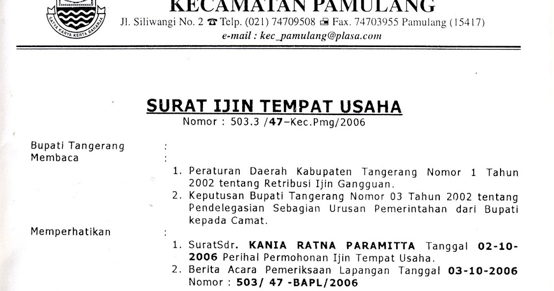 Contoh Surat Izin Toko Obat