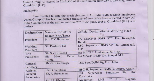 All India RMS &MMS Employees Union Group C