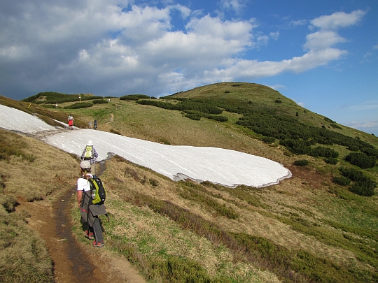 Trawersujemy szczyt Koniarky (1535 m n.p.m.), przed nami Pekelnik (1609 m n.p.m.). Trawersujemy szczyt Koniarky (1535 m n.p.m.), przed nami Pekelnik (1609 m n.p.m.).