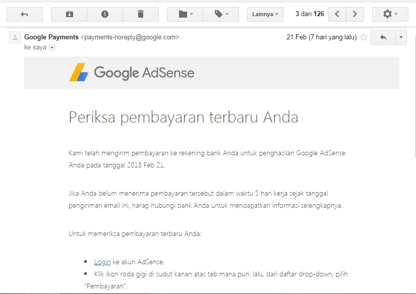 Gajian Pertama Dari Google Adsense Petualang