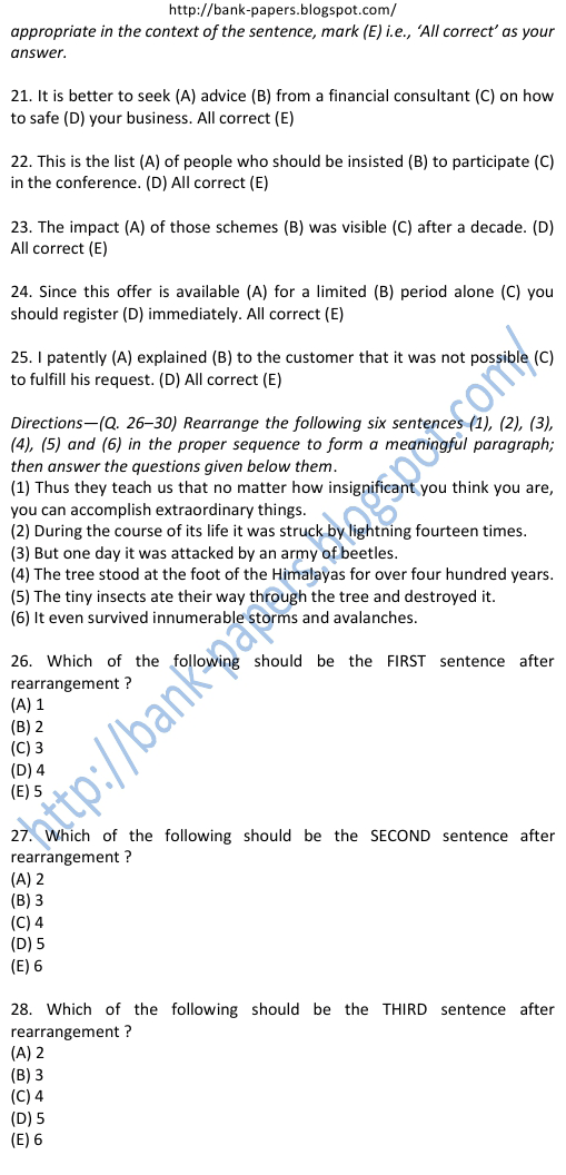 State Bank Of India Model Question Papers