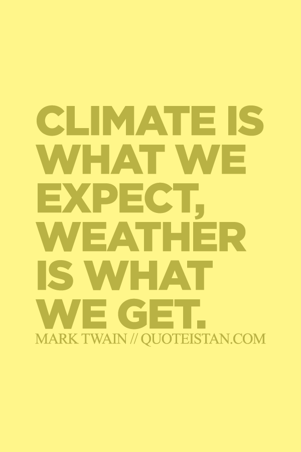 Climate is what we expect, weather is what we get.