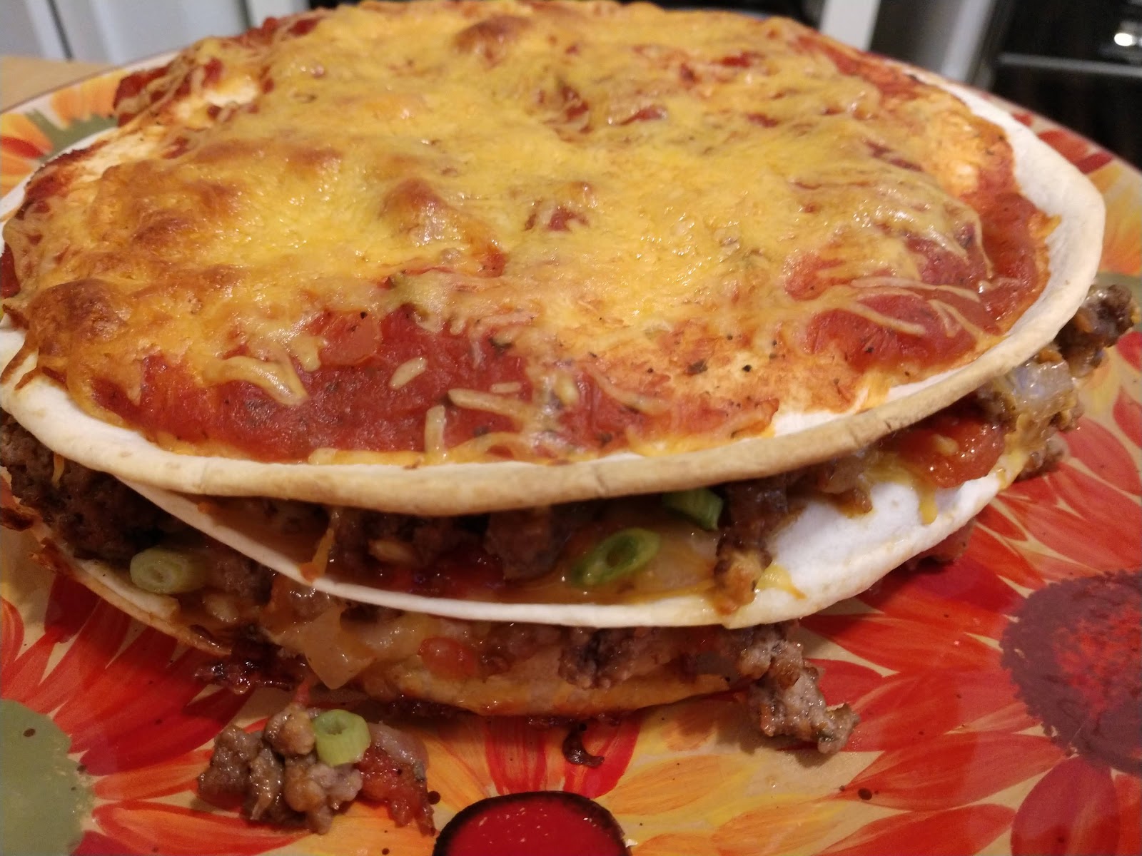 "So what are you making for dinner?" Stacked Beef Quesadilla Pie