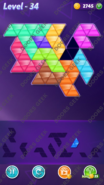 Block! Triangle Puzzle Master Level 34 Solution, Cheats, Walkthrough for Android, iPhone, iPad and iPod