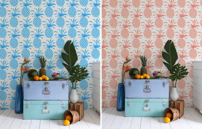 papel pintado con piñas