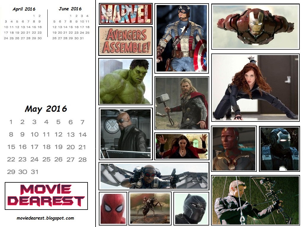 Movie Dearest: Movie Dearest Calendar Wallpaper for May 2016: Avengers  Assemble!