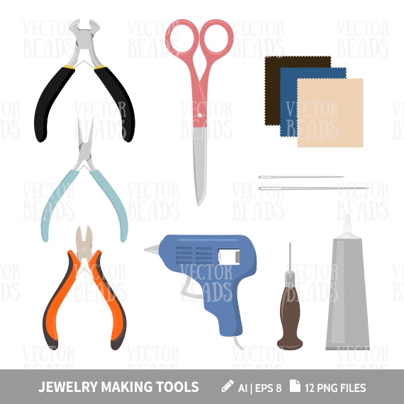 Vector illustration of jewelry making tools - Beads vector graphics