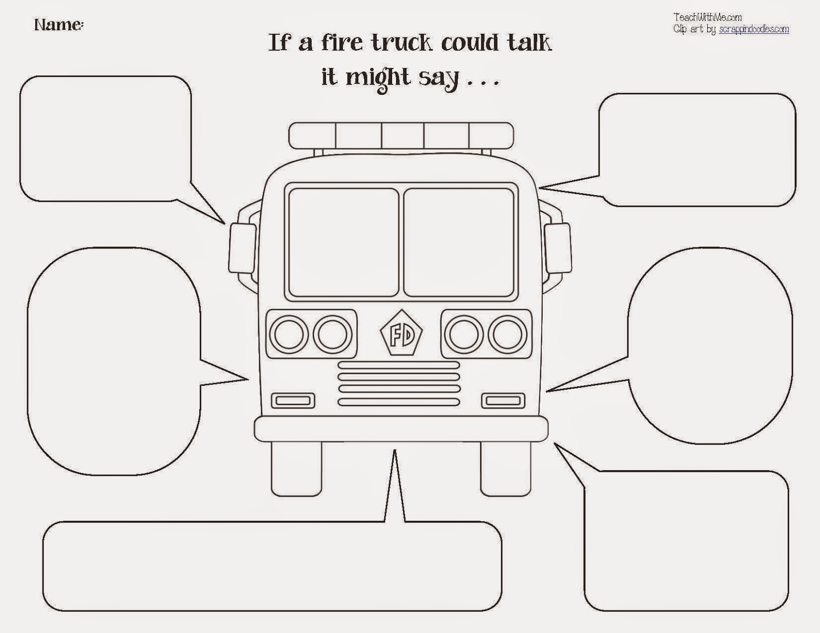 Classroom Freebies: The Wheels On The Fire Truck Go 'Round & 'Round