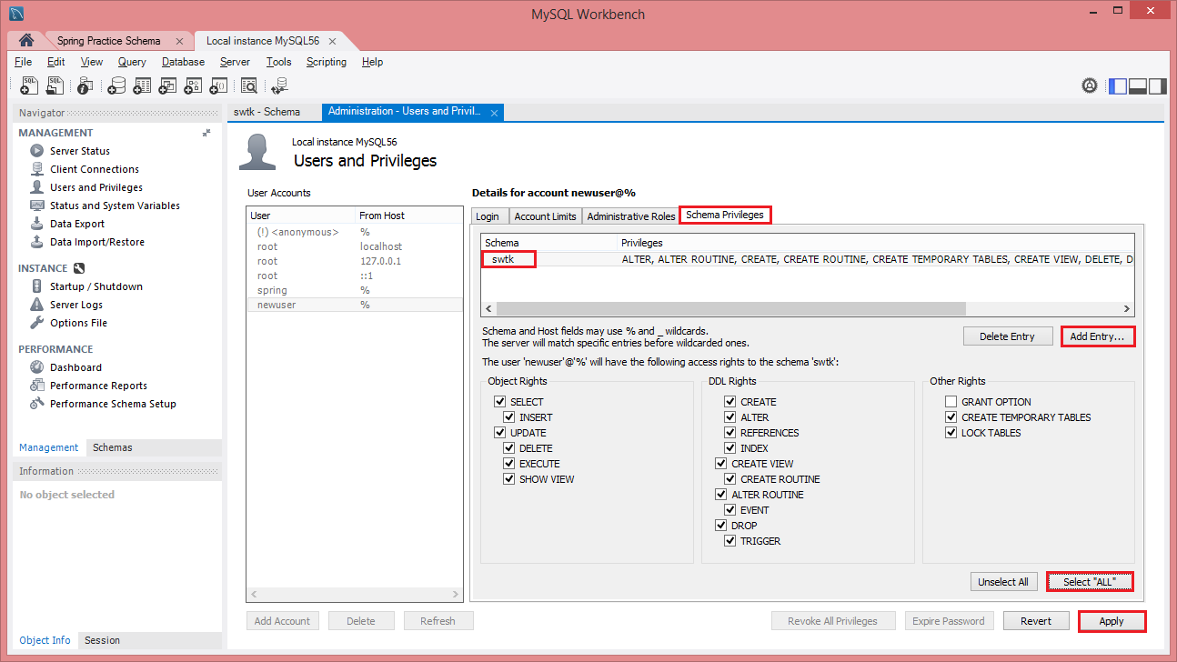 DB Creating a Connection in the Workbench