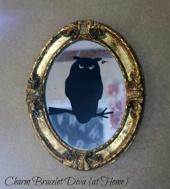 owl silhouette gold mirror