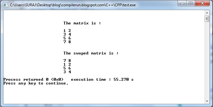 Row Swap Of A Matrix ~ COMPILE RUN TECHNOLOGIES