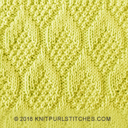 Nice stitch pattern. The Pine Cone stitch is knitted with simple knit and purl techniques. (Written instructions + Chart)