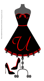 Abecedario Rojo sobre Vestido Negro. Red Alphabet in Black Dress.