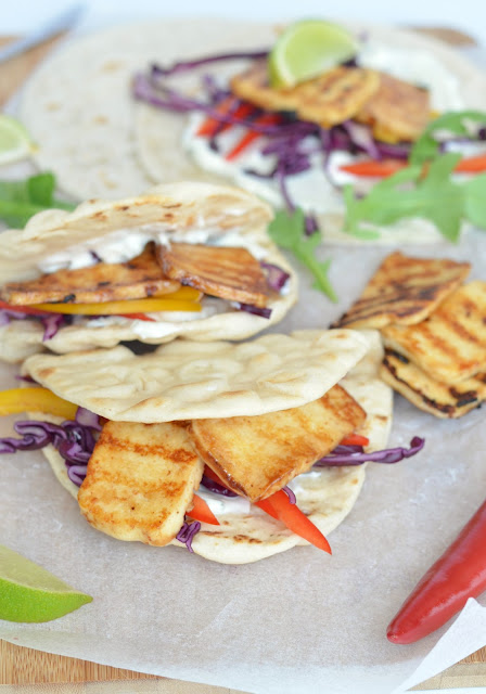 Hot & Spicy Halloumi & Salad filled Flatbread