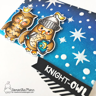 Knight Owl Card by Samantha Mann for Newton's Nook Designs, Stencil, Ink Blending, Distress Inks, Card Making, Cards #newtonsnook #cards #cardmaking #knightowl #nightowl #distressinks