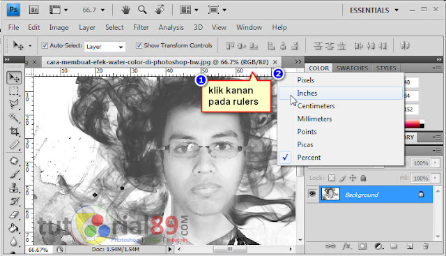 Cara menampilkan dan mengatur ruler di photoshop