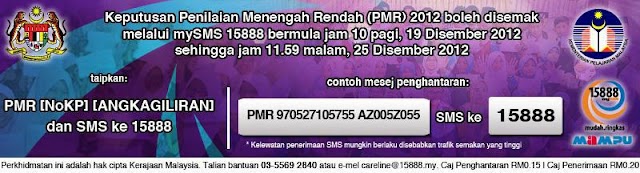 Keputusan PMR 2012 pada 19 Disember 2012