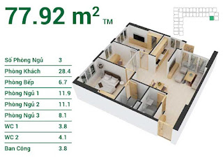 Thiết kế căn hộ Zen Tower 77.92m2