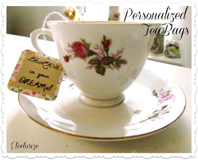 personalized tea bags, mod podge craft