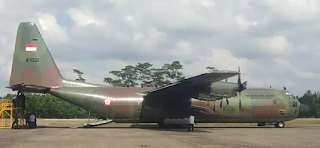 Hercules C-130 TNI AU Mendarat di Lhoksukon