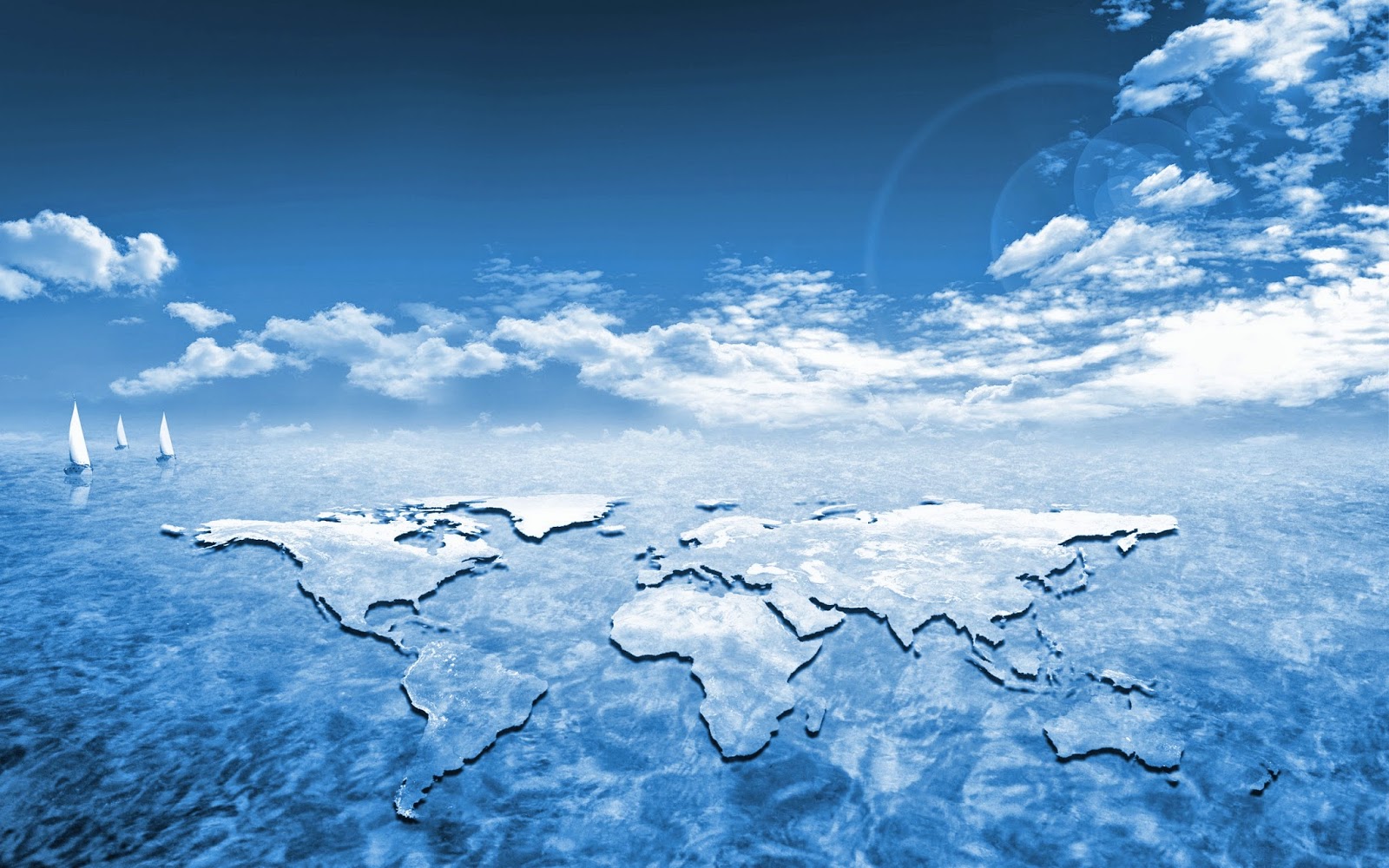 Kaart van de wereld in 3D Fantasie wallpaper met de wereldkaart