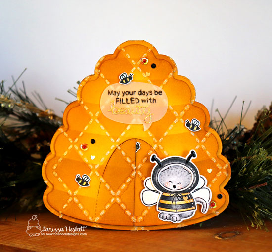 To Bee or Not To Bee Blog Hop! | Honey Bee Hive Card by Larissa Heskett | Newton's Costume Party Stamp Set and  Argyle Stencil Set by Newton's Nook Designs #newtonsnook #handmade