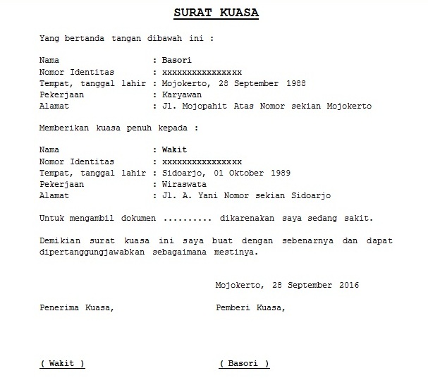 Contoh Surat Kuasa Pengambilan Dokumen Penting | Cara Buat Surat