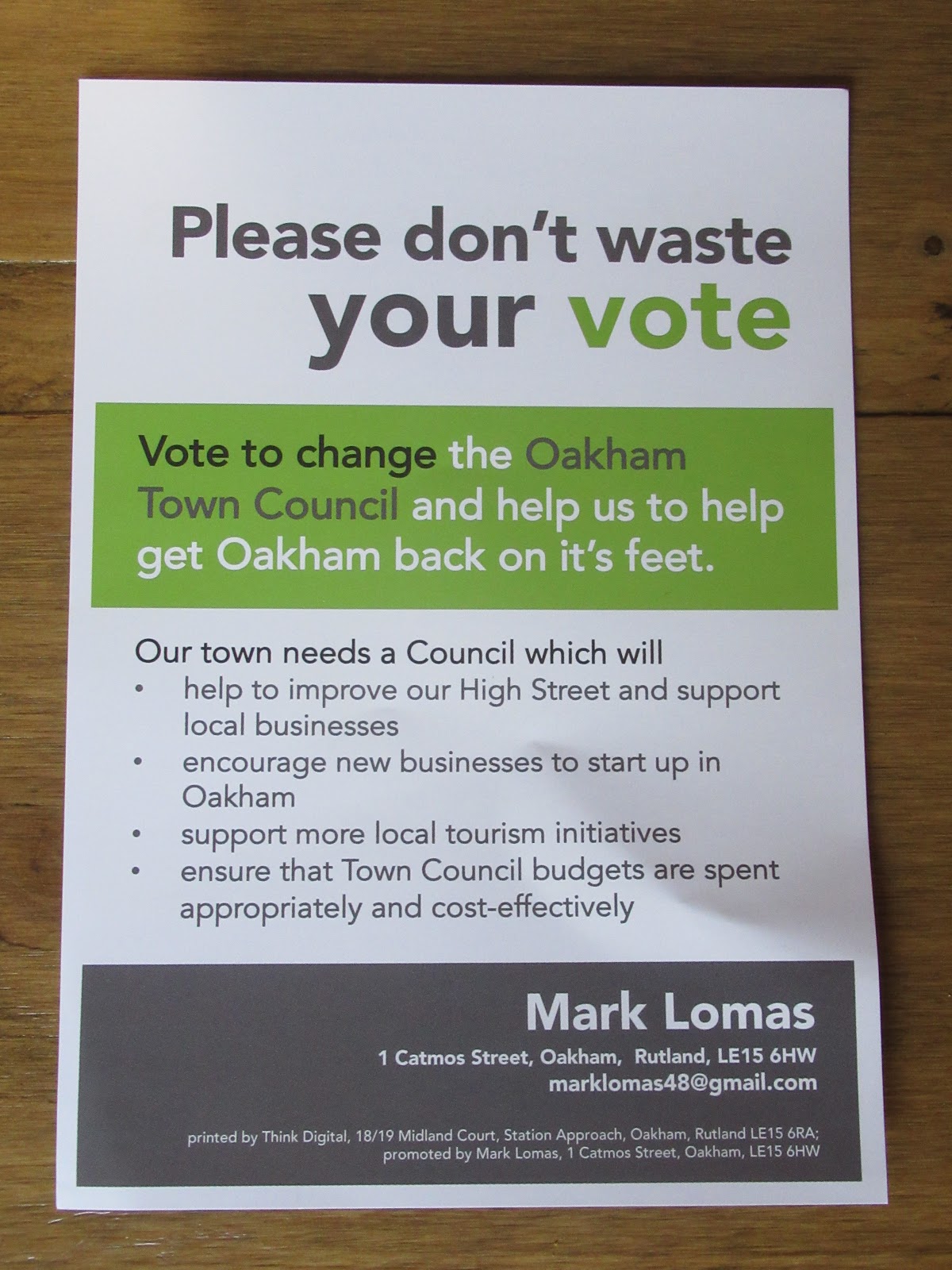 Martin Brookes Oakham Mark Lomas Oakham Town Council Oakham South
